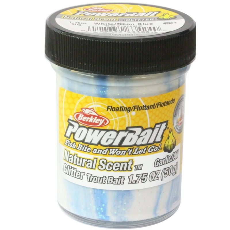 Berkley Powerbait Glitter Trout Bait White Neon Blue Batter for
